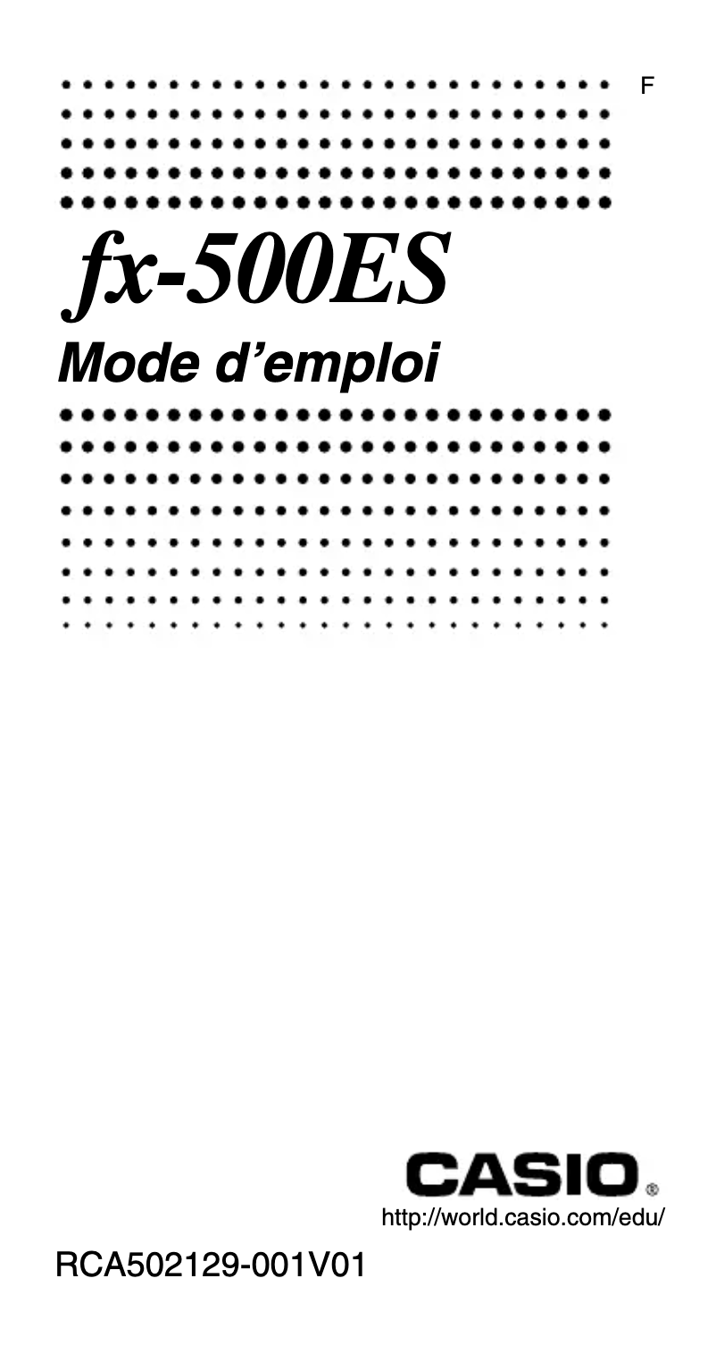 Page n°1 - Manuel utilisateur Casio FX-500ES