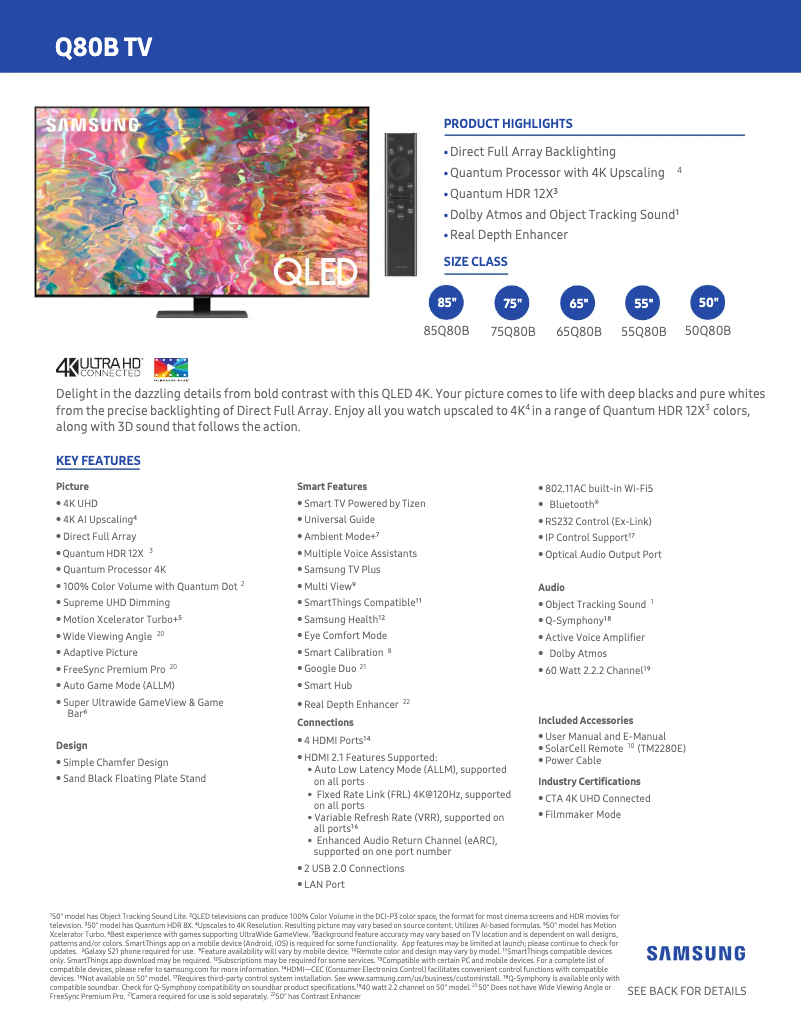 Image de la première page du manuel de l'appareil QN65Q80B