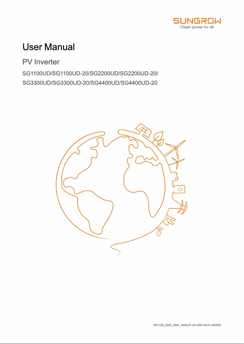 Page 1 de la notice Manuel utilisateur Sungrow SG4400UD