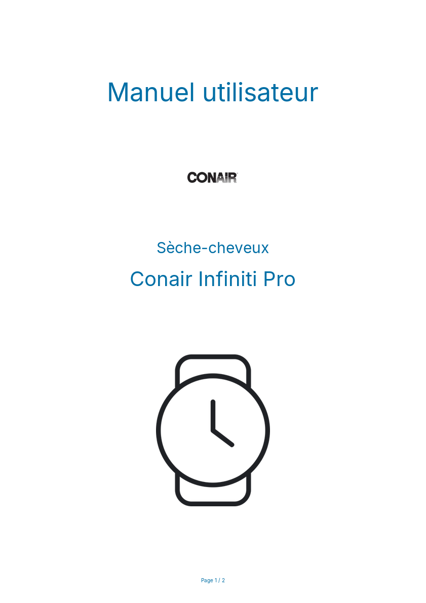 Page n°1 - Manuel utilisateur Conair Infiniti Pro
