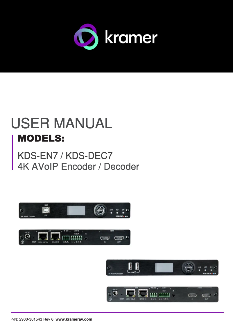 Page n°1 - Manuel utilisateur Kramer KDS-EN7