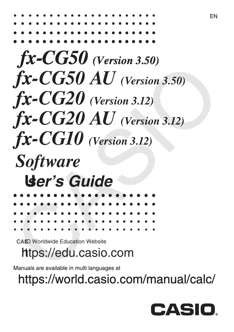 Page n°1 - Manuel utilisateur Casio FX-CG20