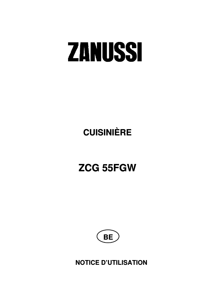 Page n°1 - Manuel utilisateur Zanussi ZCG 55 FGW-1