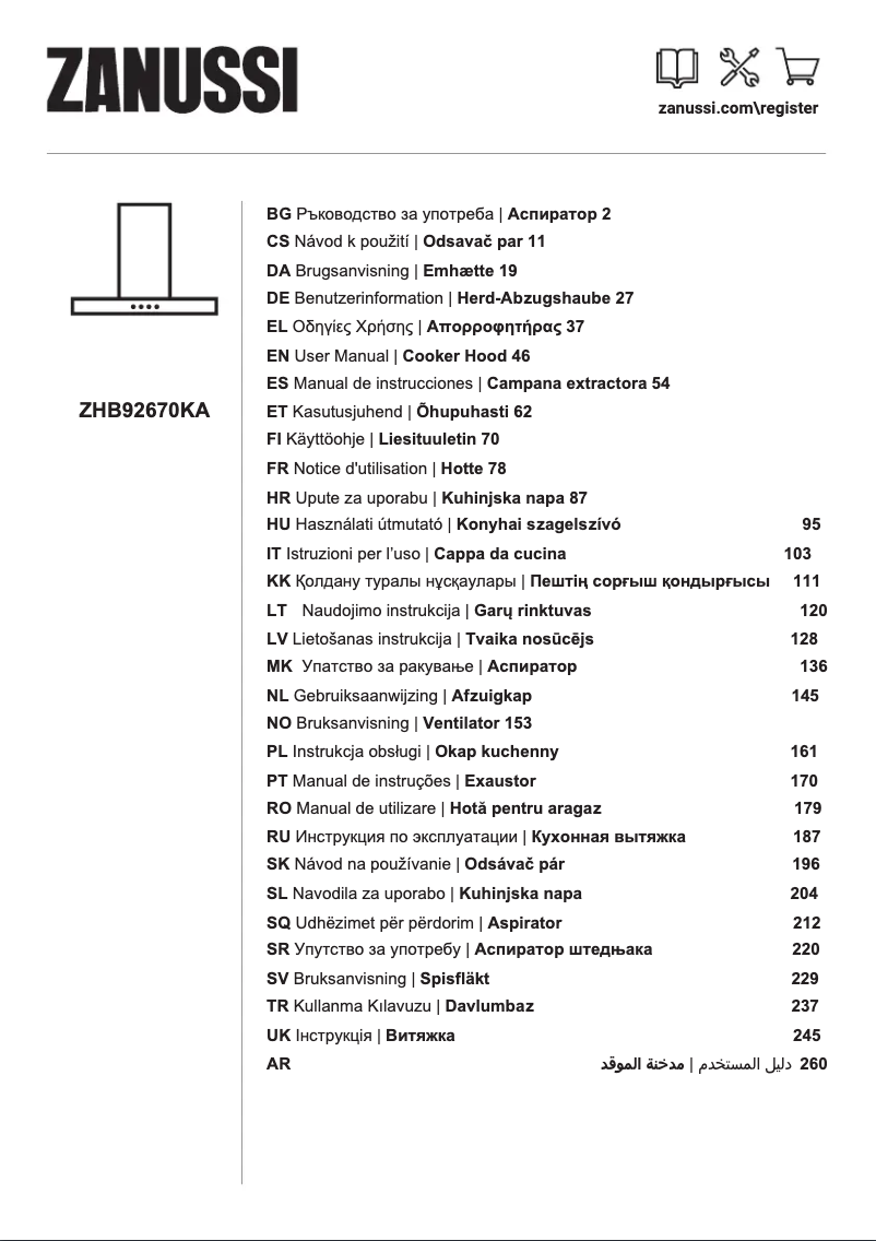 Page n°1 - Manuel utilisateur Zanussi ZHB92670KA