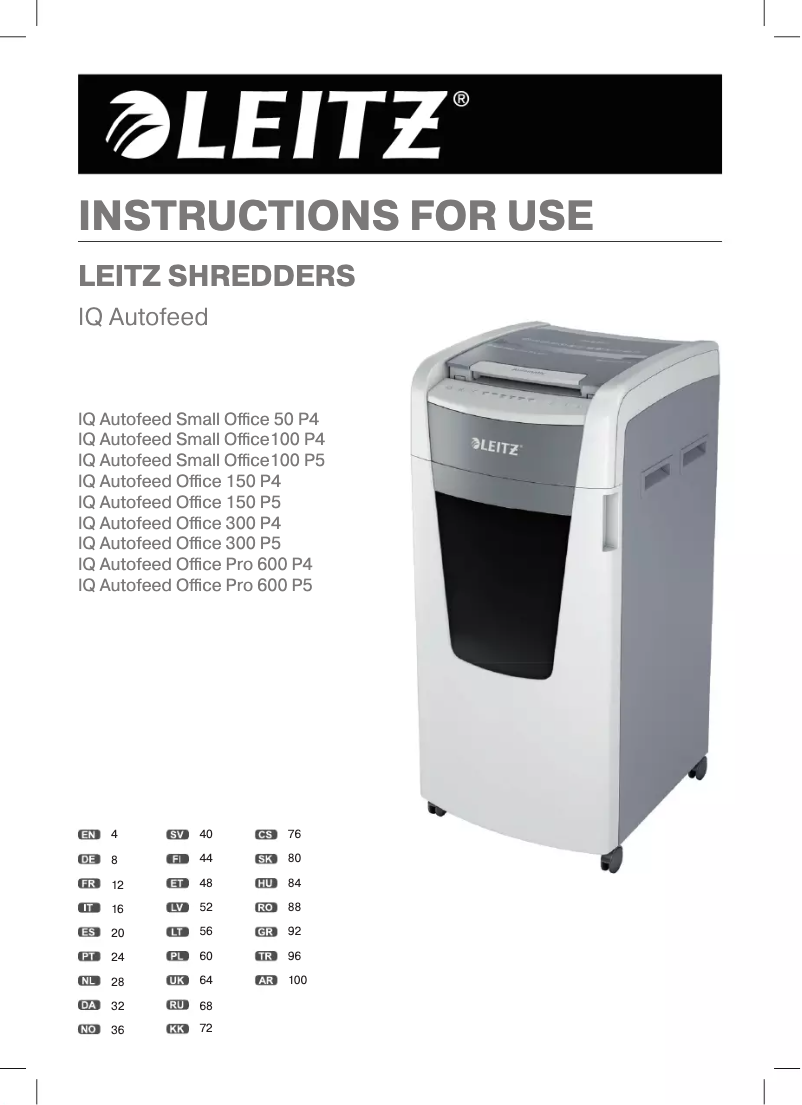 Page 1 de la notice Manuel utilisateur Leitz IQ Autofeed Office 150 P4