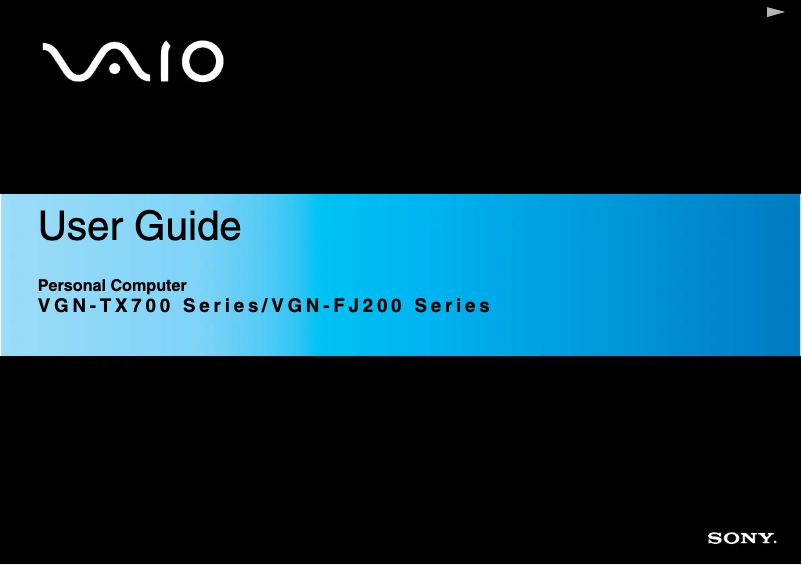 Page n°1 - Manuel utilisateur Sony Vaio VGN-FJ270