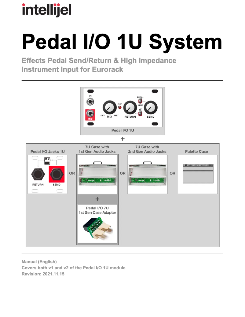 Page 1 de la notice Manuel utilisateur Intellijel Pedal I/O 1U