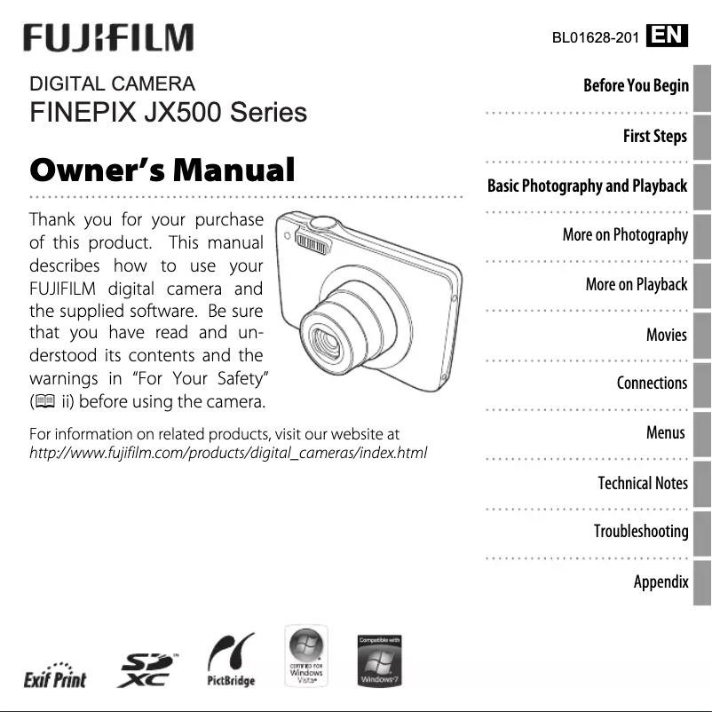 Page n°1 - Manuel utilisateur Fujifilm FinePix JX590