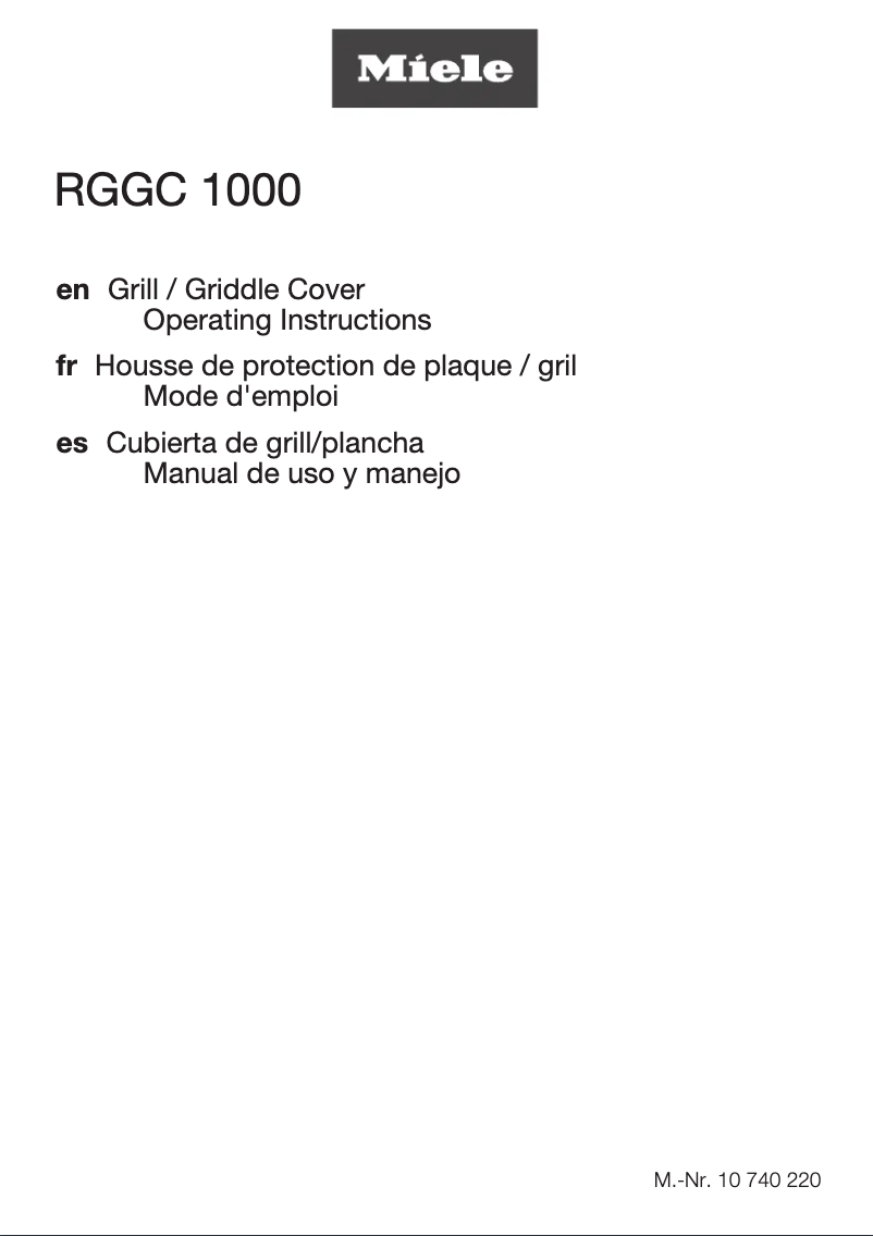 Page n°1 - Guide de mesure Miele RGGC 1000