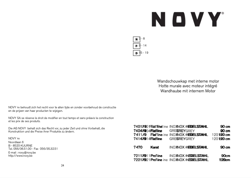 Page 1 de la notice Manuel utilisateur Novy Flat'Line 7401