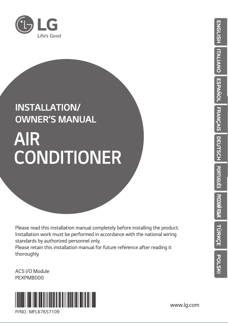 Page 1 de la notice Manuel utilisateur LG PEXPMB000