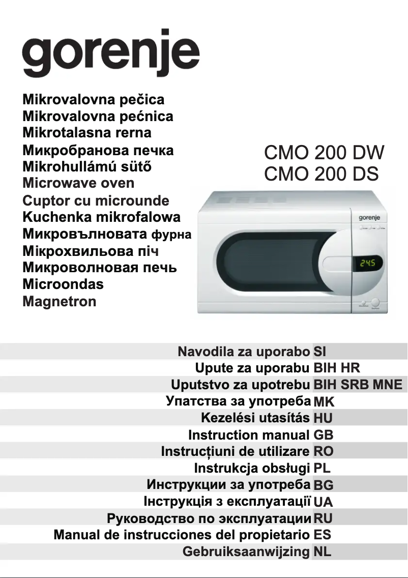 Page n°1 - Manuel utilisateur Gorenje CMO2
