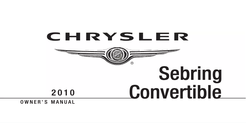 Image de la première page du manuel de l'appareil Sebring Convertible (2010)