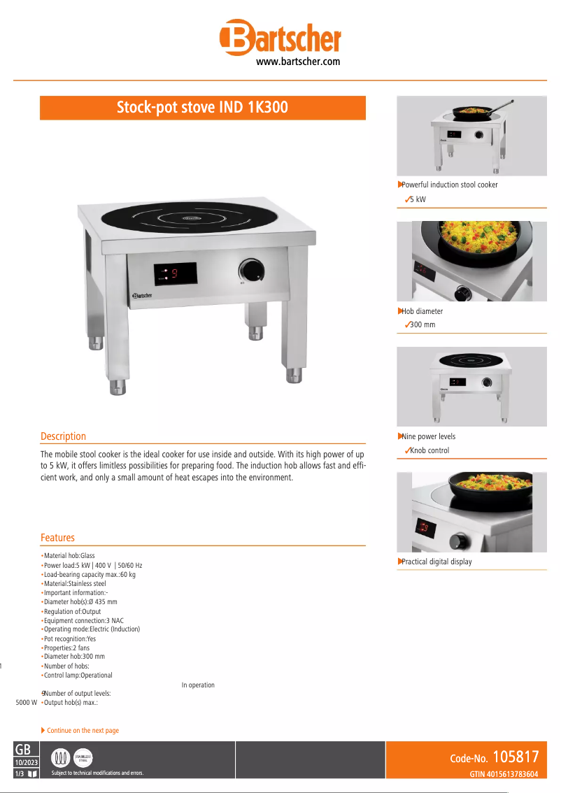 Image de la première page du manuel de l'appareil IND 1K300