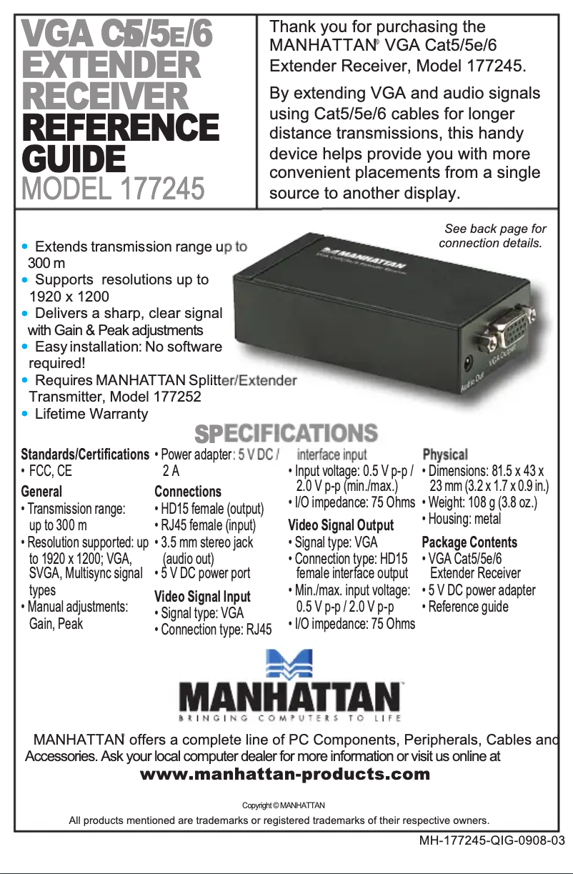 Page n°1 - Manuel utilisateur Manhattan 177245