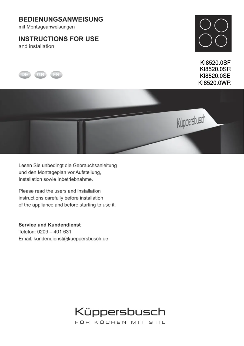 Page 1 de la notice Manuel utilisateur Küppersbusch KI8520.0WR