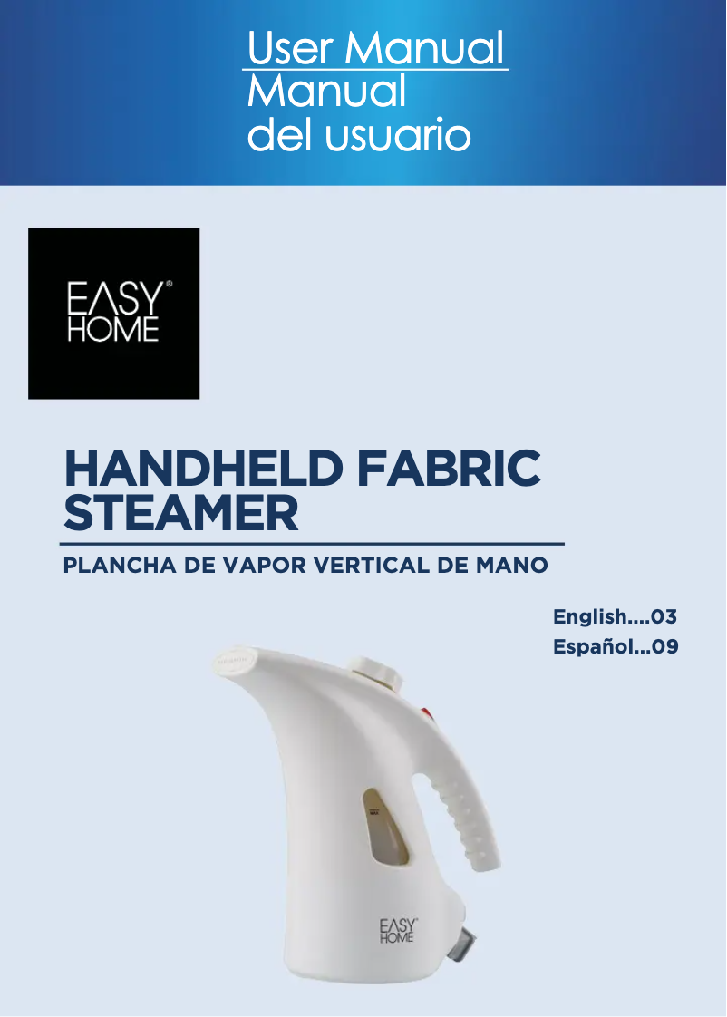 Page 1 de la notice Manuel utilisateur Easy Home Handheld Fabric Steamer 44614