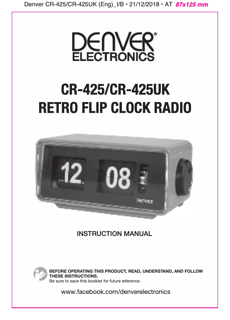 Página 1 del manual Manual de usuario Denver CR-425