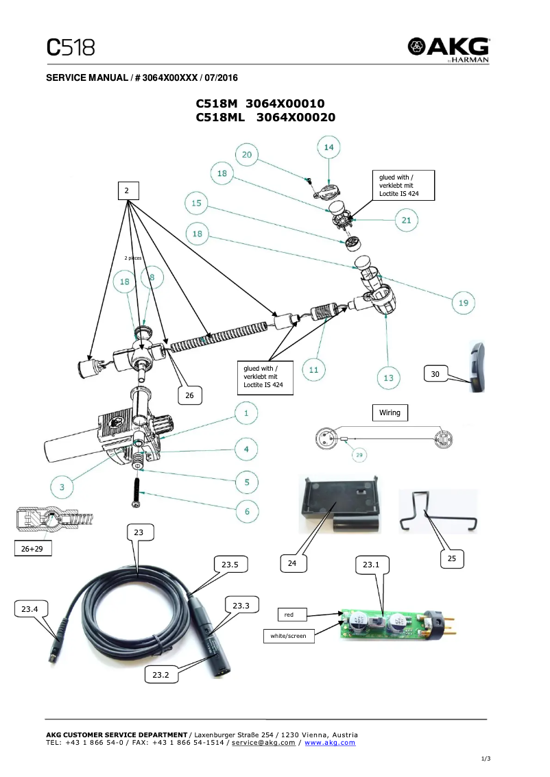 Page n°1 - Manuel utilisateur AKG C518 M