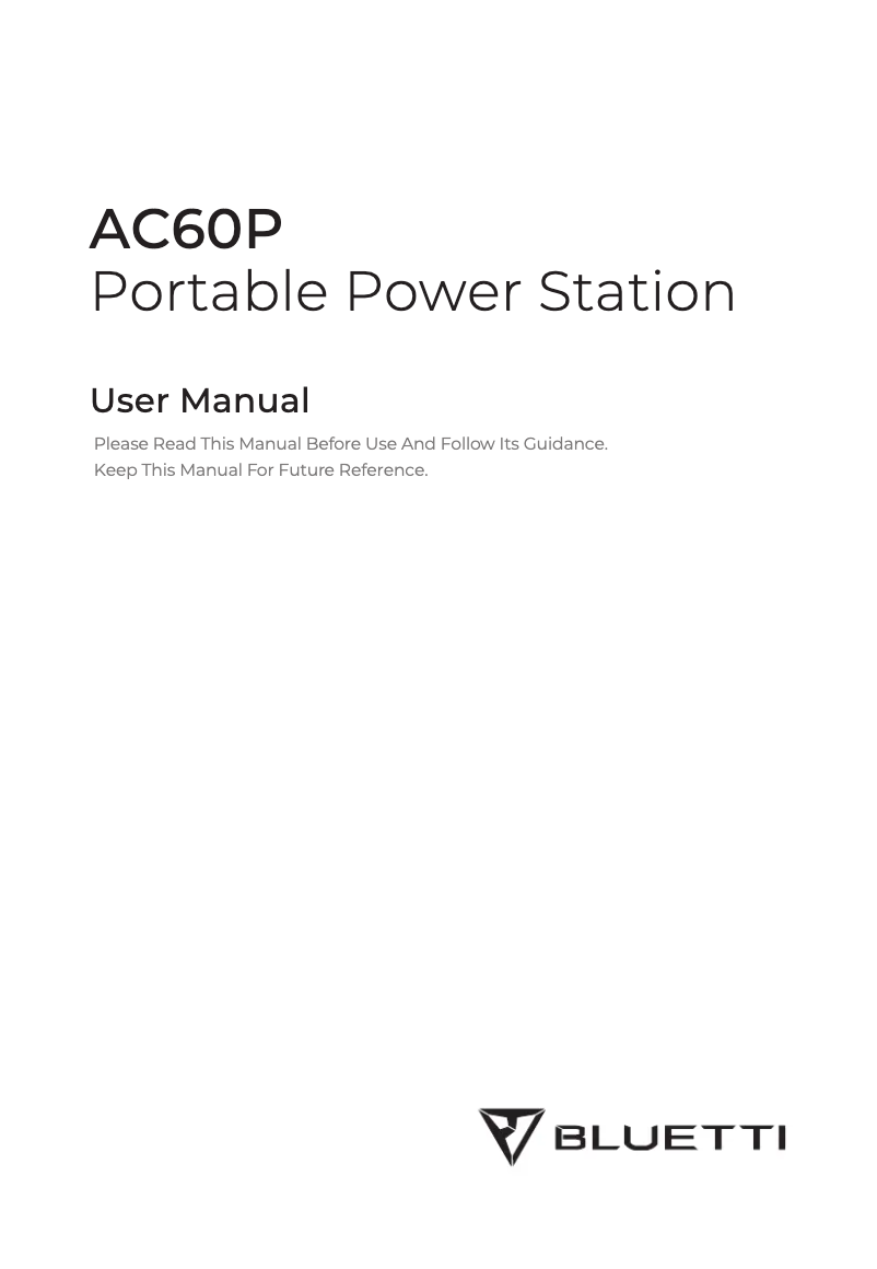 Page 1 de la notice Manuel utilisateur Bluetti AC60P