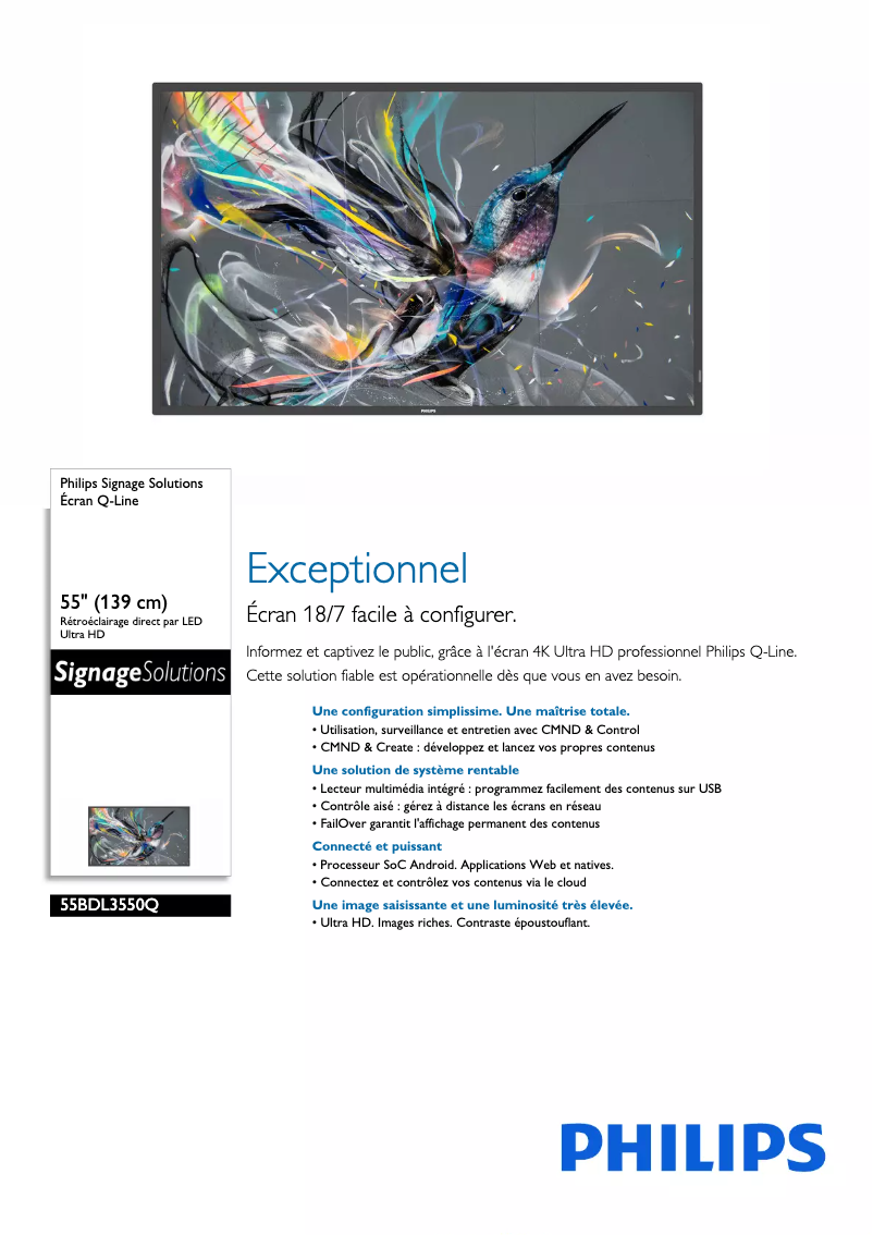 Image de la première page du manuel de l'appareil 55BDL3550Q