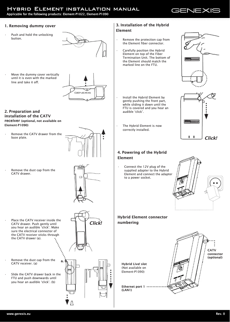 Page 1 de la notice Manuel utilisateur Genexis Hybrid Element MC