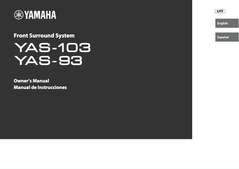 Image de la première page du manuel de l'appareil YAS-103