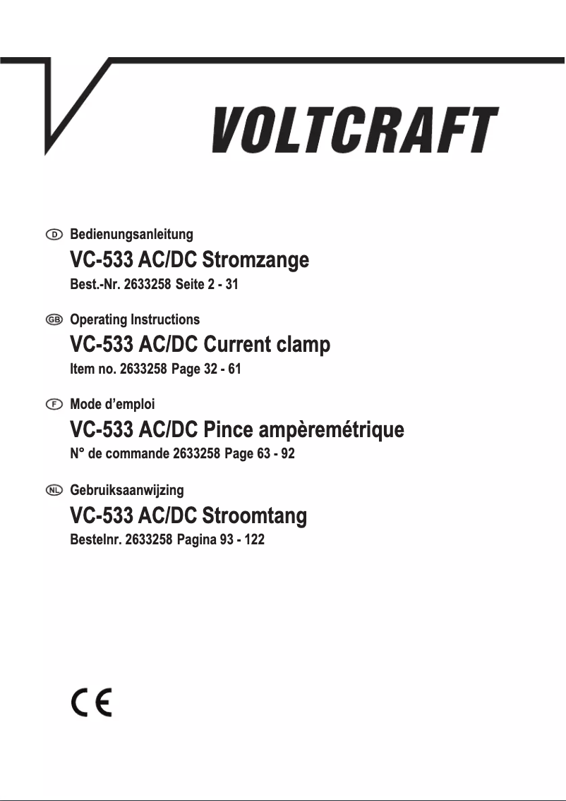 Page n°1 - Manuel utilisateur Voltcraft VC-533