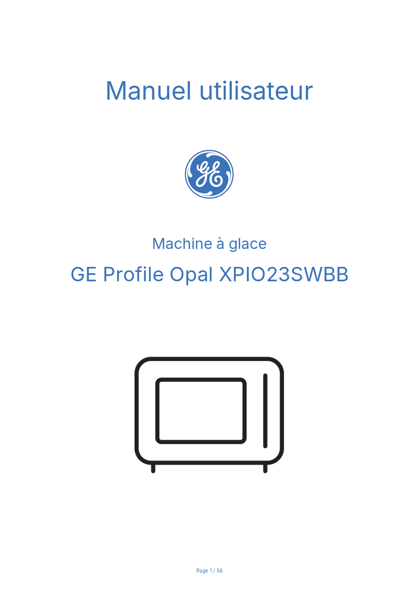 Page n°1 - Manuel utilisateur GE Profile Opal XPIO23SWBB