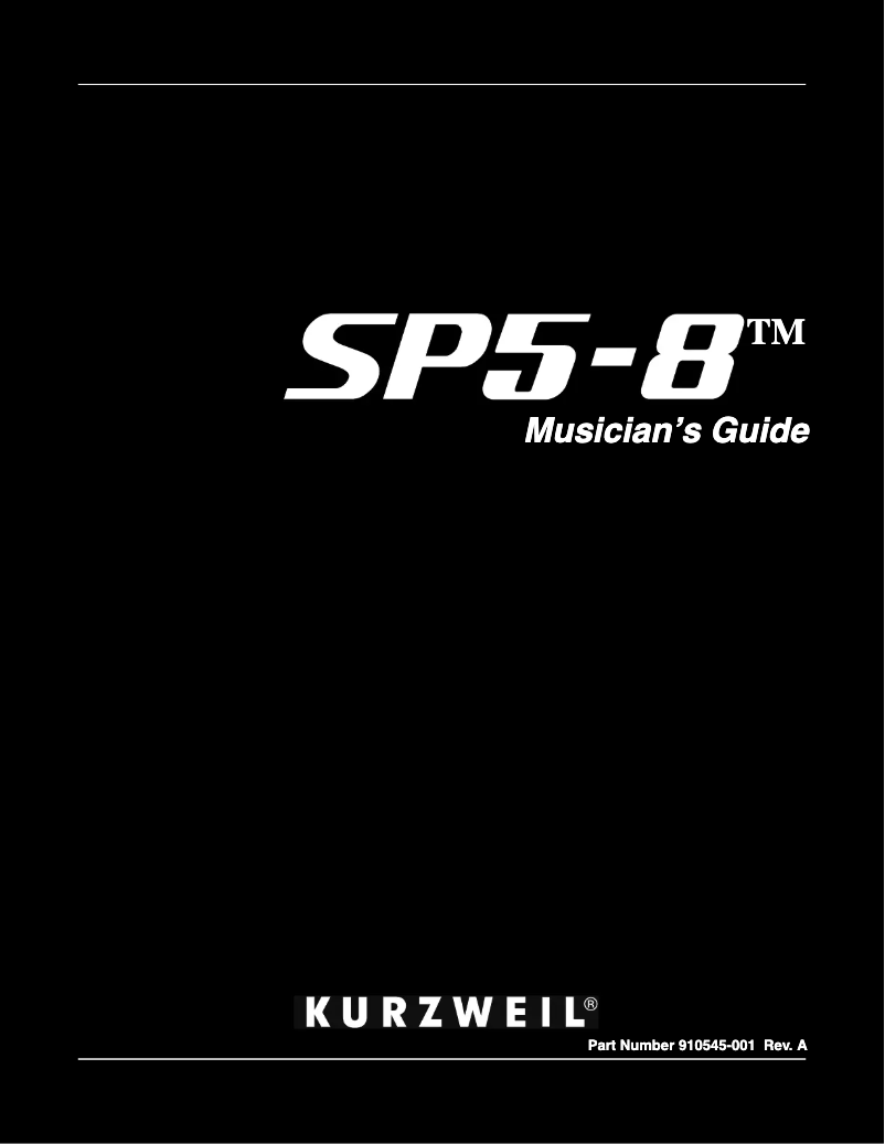 Page 1 de la notice Manuel utilisateur Kurzweil SP5-8