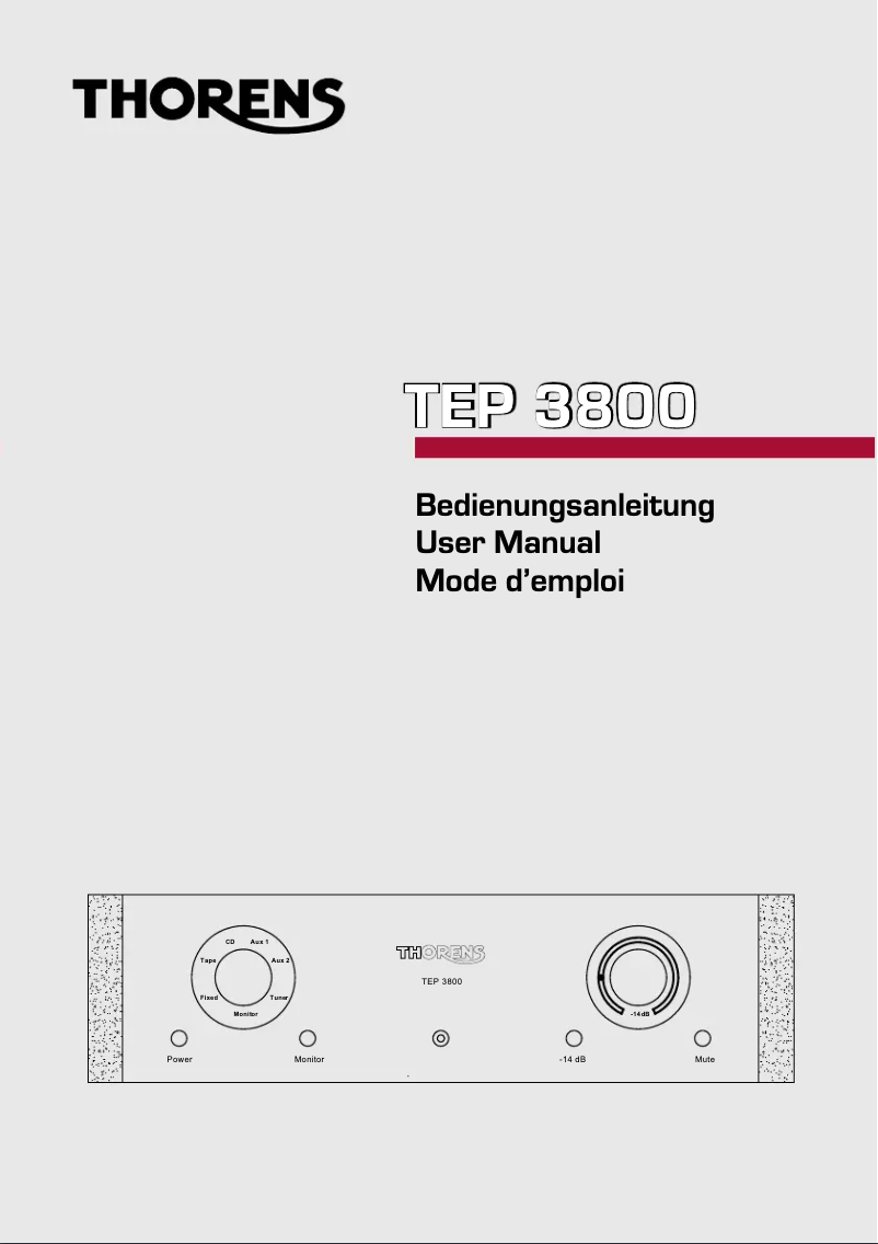 Image de la première page du manuel de l'appareil TEP 3800