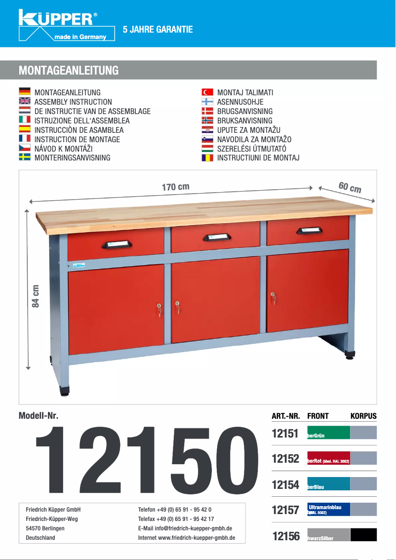 Page 1 de la notice Manuel utilisateur Küpper 12157