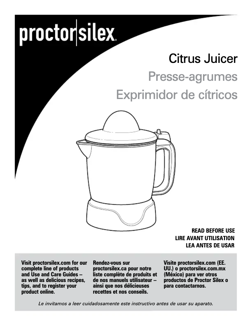 Página 1 del manual Manual de usuario Proctor Silex 66337