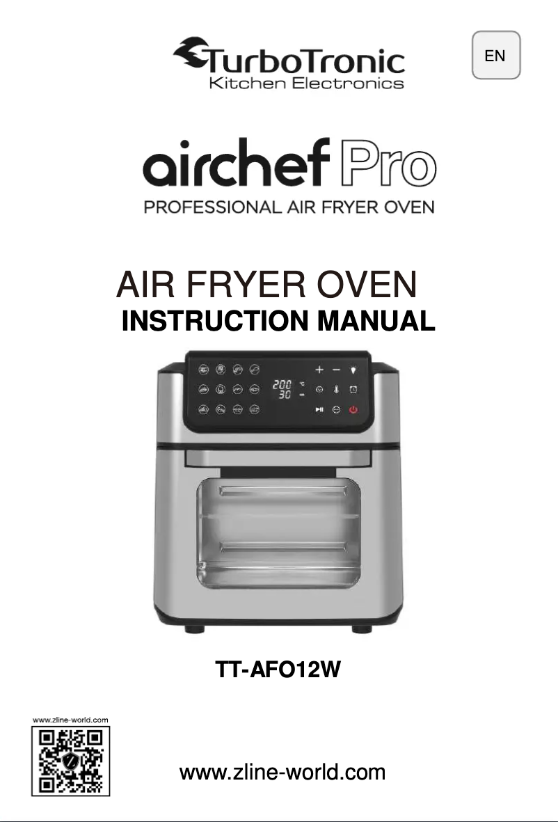 Page n°1 - Manuel utilisateur TurboTronic Airchef Pro TT-AFO12W