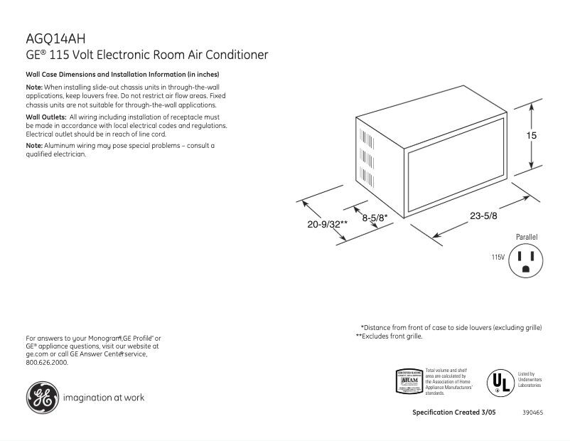 Image de la première page du manuel de l'appareil AGQ14AH