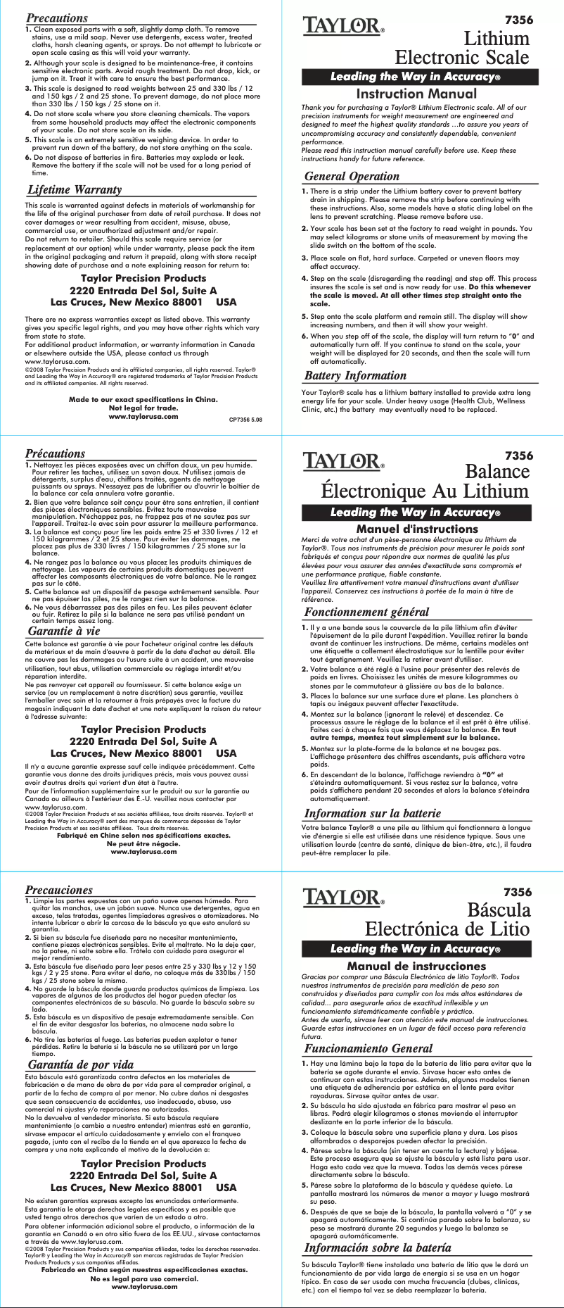 Image de la première page du manuel de l'appareil 7356