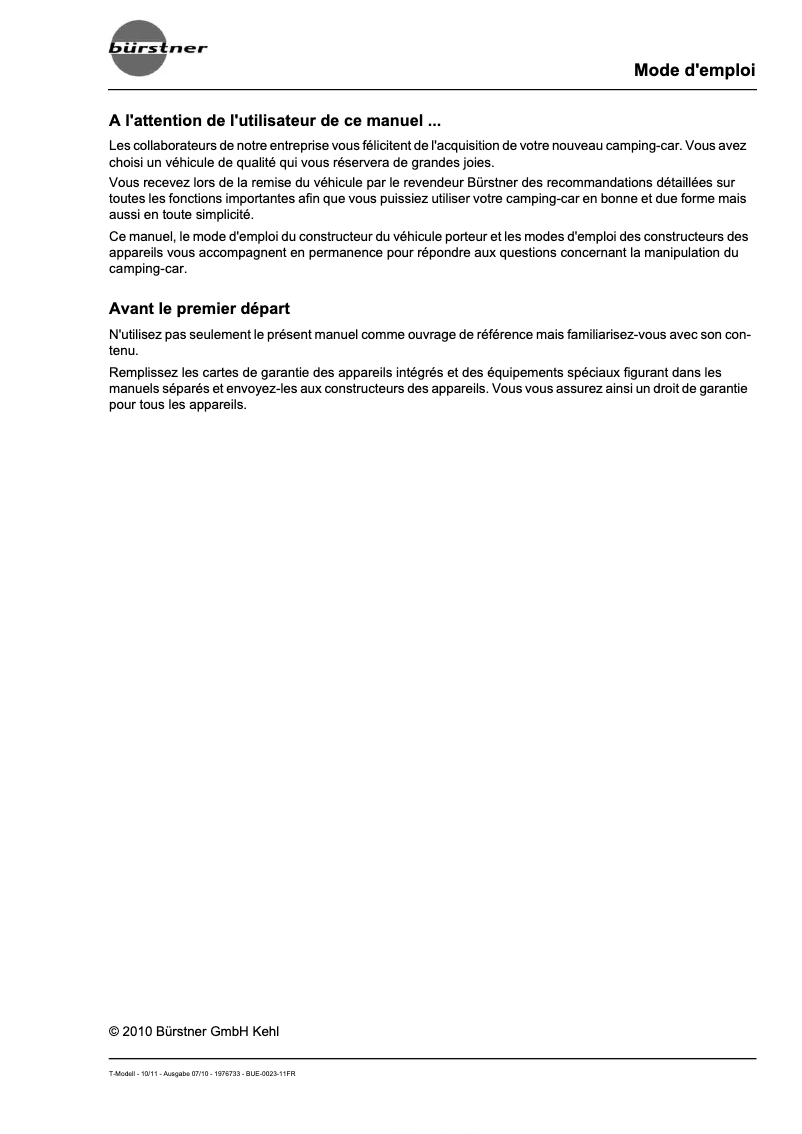 Image de la première page du manuel de l'appareil Ixeo (2011)