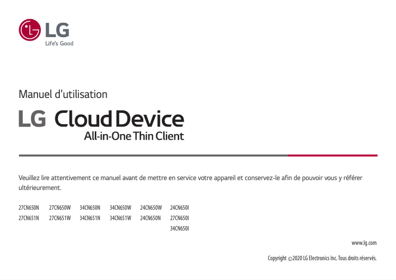 Page 1 of the manual User Manual LG 27CN650W