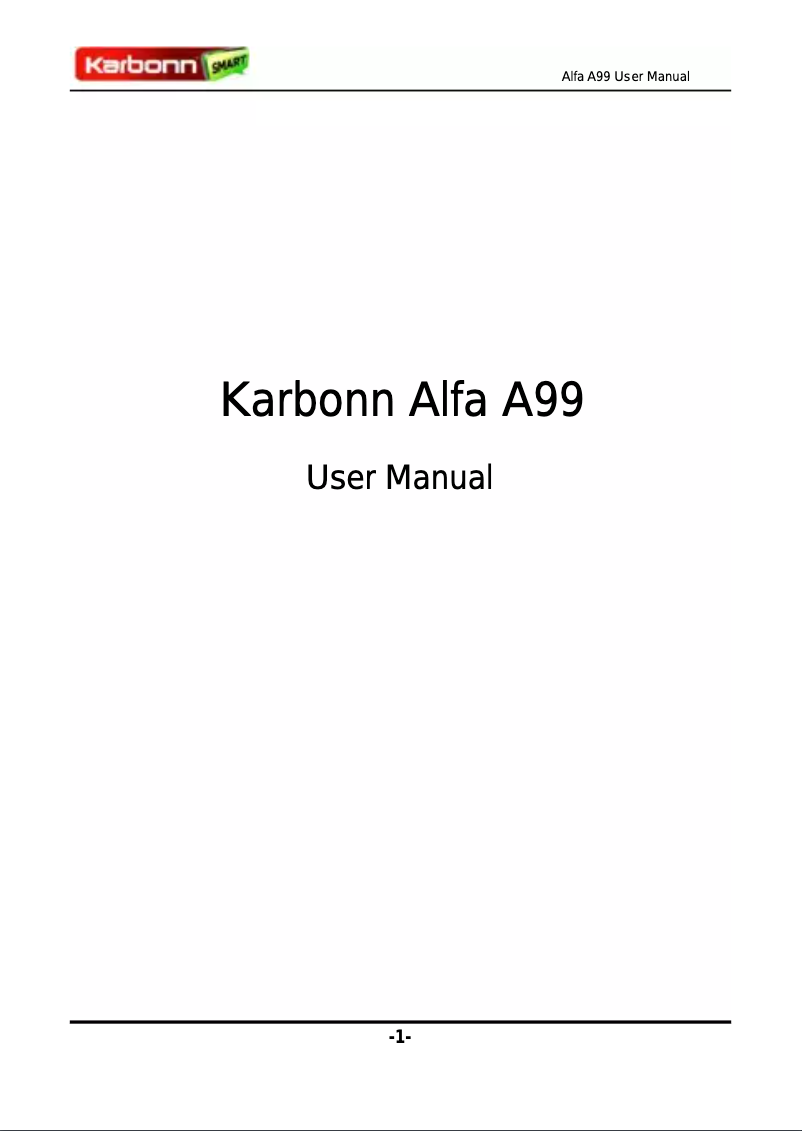 Page n°1 - Manuel utilisateur Karbonn Alfa A99