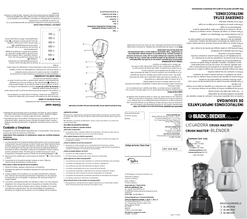 Image de la première page du manuel de l'appareil BLM6350G