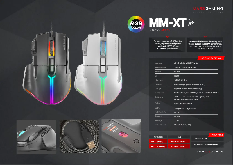 Page 1 de la notice Manuel utilisateur Mars Gaming MM-XT