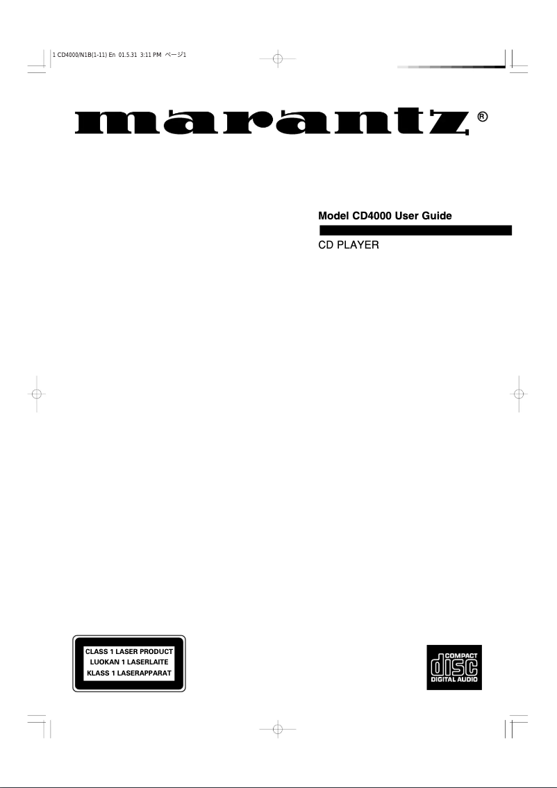 Page n°1 - Manuel utilisateur Marantz CD4000