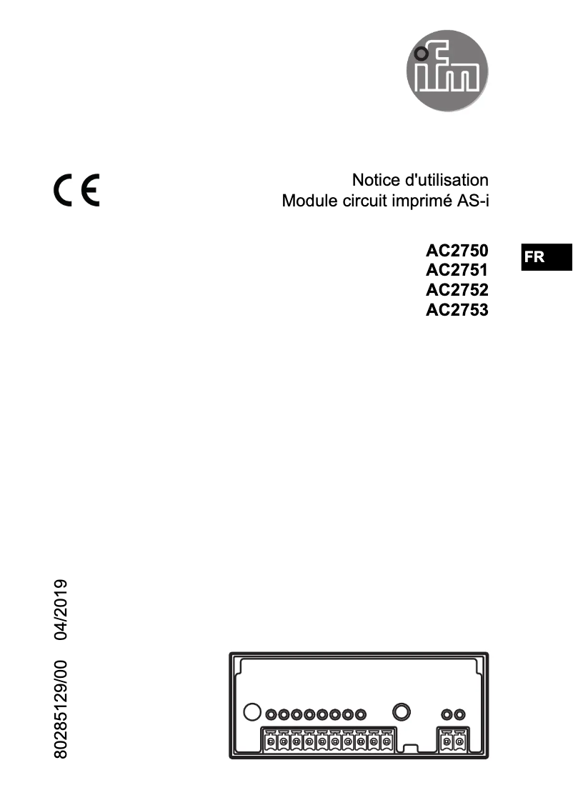 Page n°1 - Manuel utilisateur IFM AC2752
