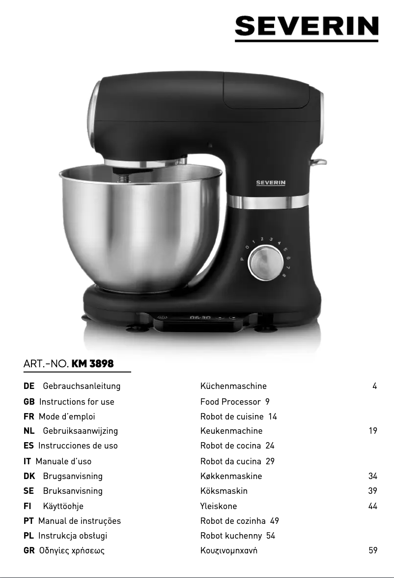 Page 1 de la notice Manuel utilisateur Severin KM 3898