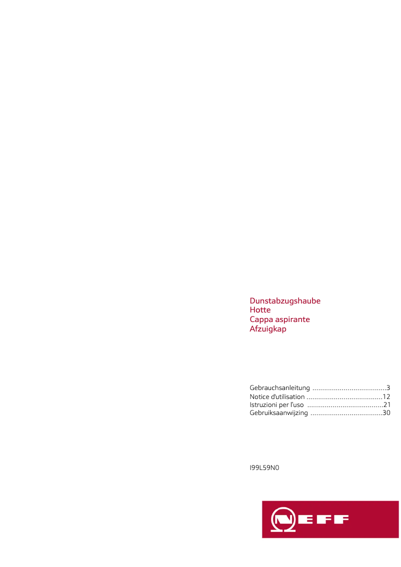 Page n°1 - Manuel utilisateur Neff I99L59N0