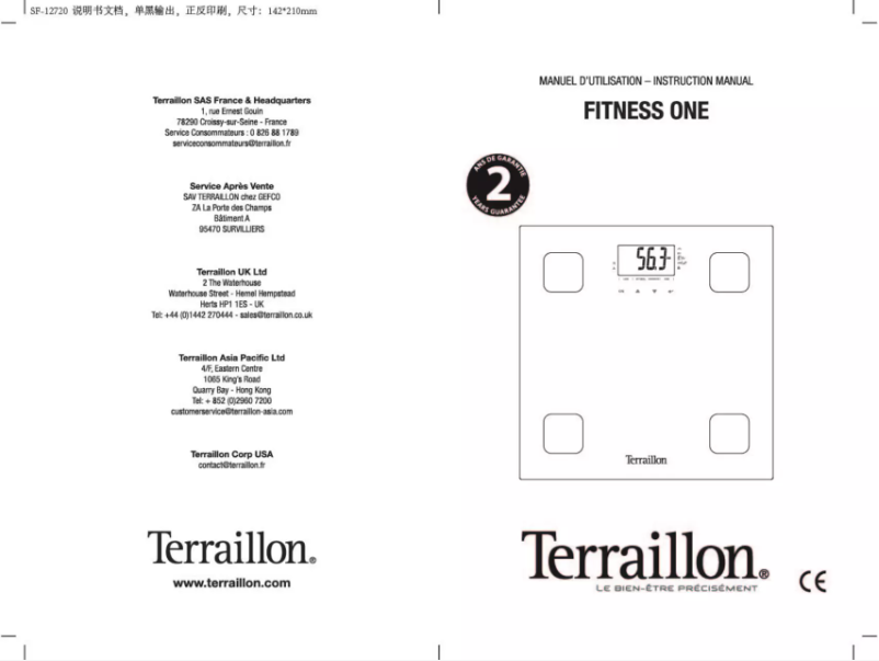 Page n°1 - Manuel utilisateur Terraillon Fitness One