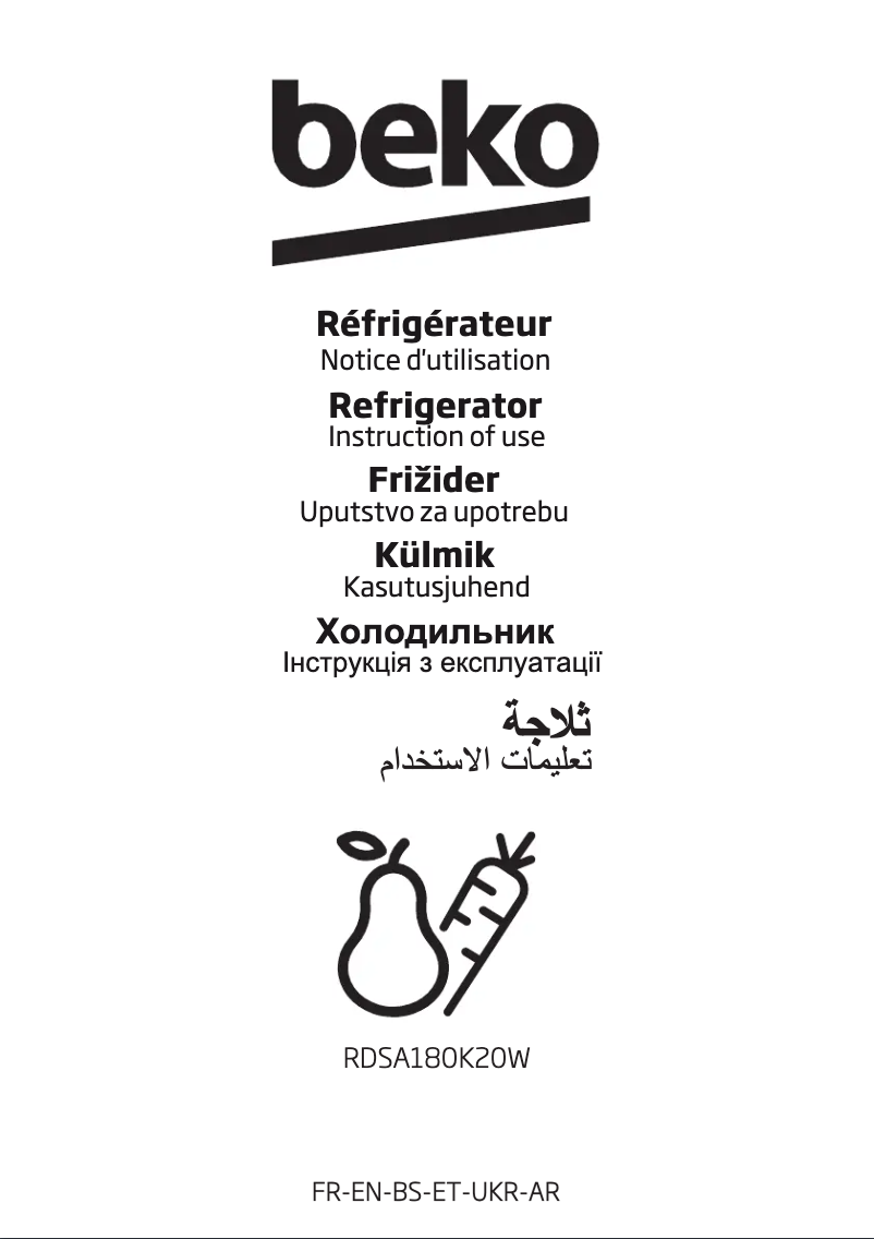 Page n°1 - Manuel utilisateur Beko RDSA180K20W