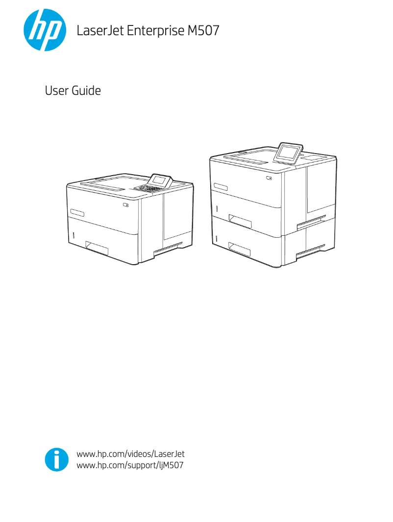 Image de la première page du manuel de l'appareil LaserJet Enterprise M507dn
