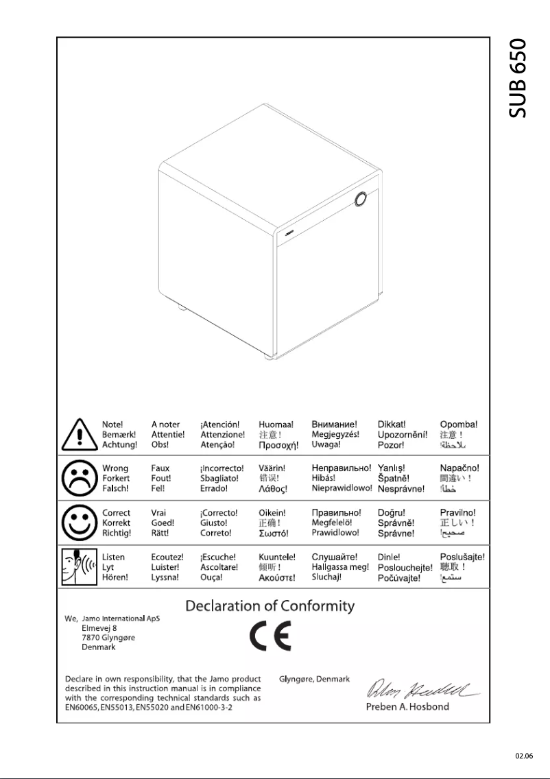 Imagen de la primera página del manual del dispositivo SUB 650