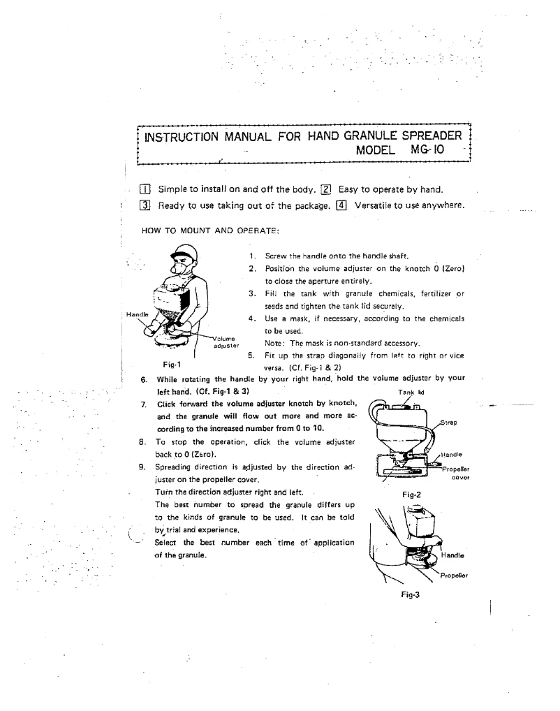 Page 1 de la notice Manuel utilisateur Maruyama MG10